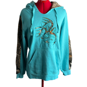 MM183 Legendary whitetails camouflage and teal hoodie